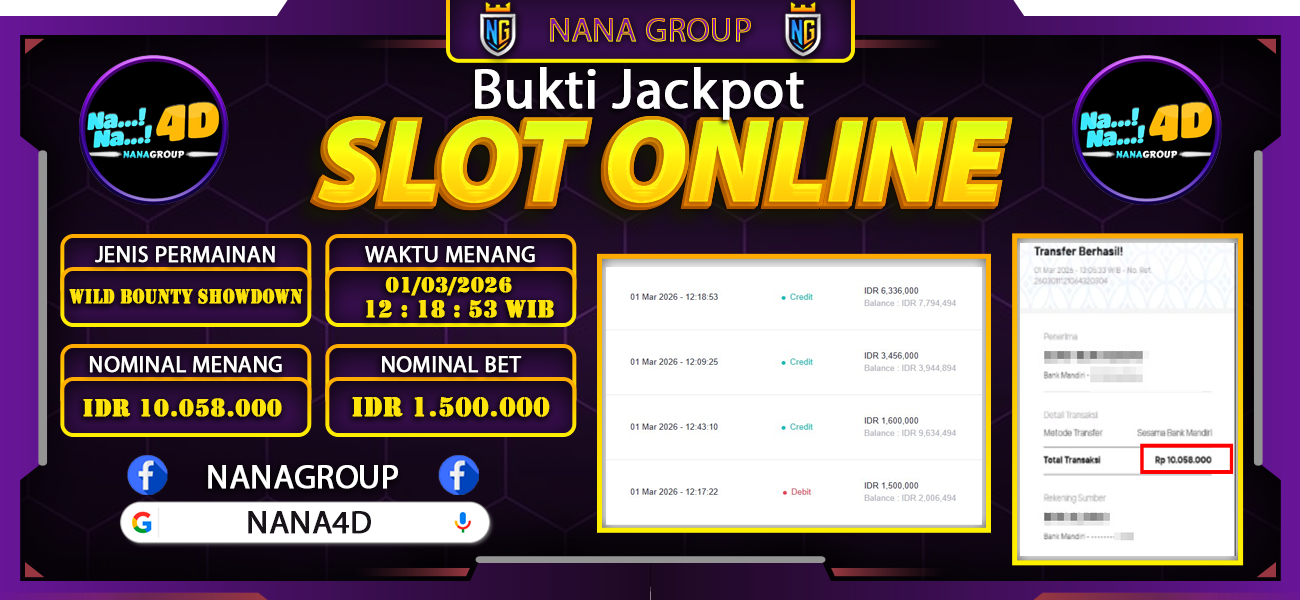 Bukti Kemenangan Besar Dibayar lunas Member NANA4D RP 10.058.000, 2 Maret 2026
